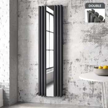 Marseille Anthracite Double Vertical Mirror Radiator 1800x500mm