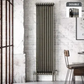 Athens Raw Metal Double Column Vertical Traditional Radiator 1800x470mm