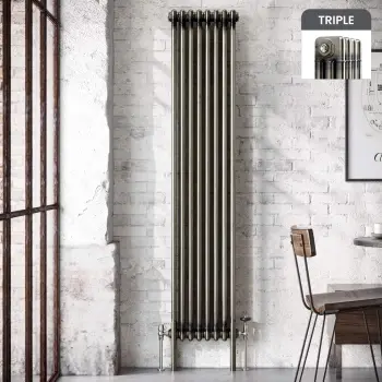Athens Raw Metal Triple Column Vertical Traditional Radiator 1800x380mm