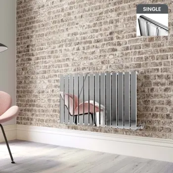 Faro Chrome Single Flat Panel Horizontal Radiator 600x980mm