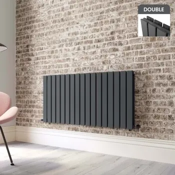 Faro Anthracite Double Flat Panel Horizontal Radiator 600x1190mm