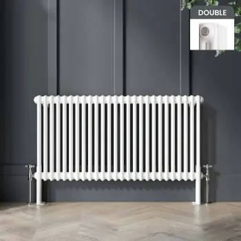 Athens White Double Column Horizontal Traditional Radiator 600x1190mm