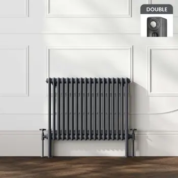 Athens Anthracite Double Column Horizontal Traditional Radiator 600x785mm