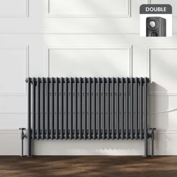 Athens Anthracite Double Column Horizontal Traditional Radiator 600x1190mm