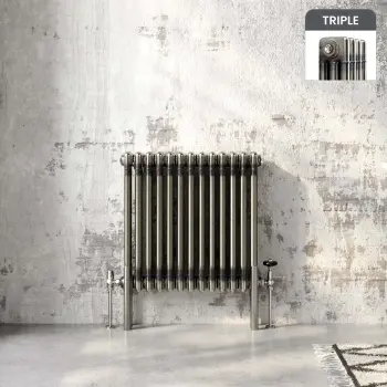 Athens Raw Metal Triple Column Horizontal Traditional Radiator 600x605mm