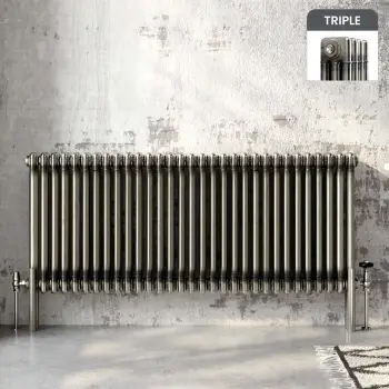 Athens Raw Metal Triple Column Horizontal Traditional Radiator 600x1415mm