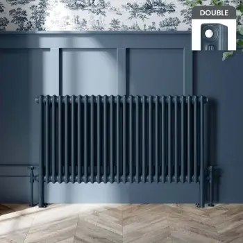 Athens Inky Blue Double Column Horizontal Traditional Radiator 600x1190mm