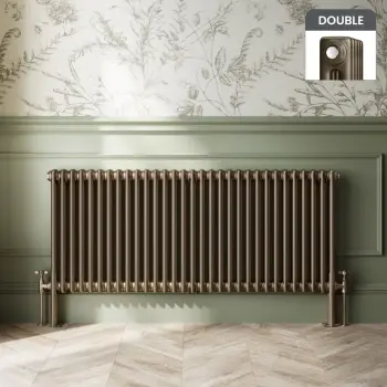 Athens Antique Gold Double Column Horizontal Traditional Radiator 600x1415mm