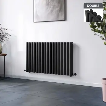 Marbella Matt Black Double Oval Panel Radiator 600x1020mm