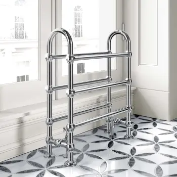 Gibraltar Freestanding Traditional Chrome Heated Towel Rail 780x685mm