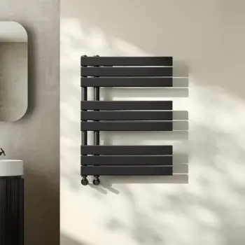 Seville Matt Black Designer Flat Panel Heated Towel Rail 800x600mm