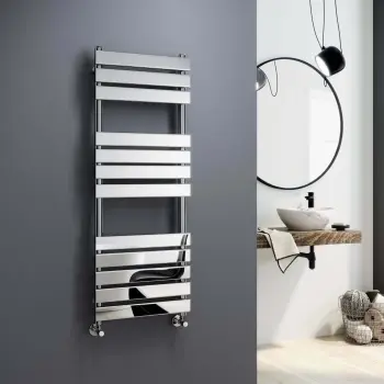 Santorini Chrome Flat Panel Heated Towel Rail 1200x450mm