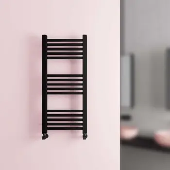 Valetta Matt Black Square Heated Towel Rail 1000x450mm