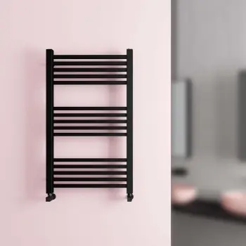 Valetta Matt Black Square Heated Towel Rail 1000x600mm