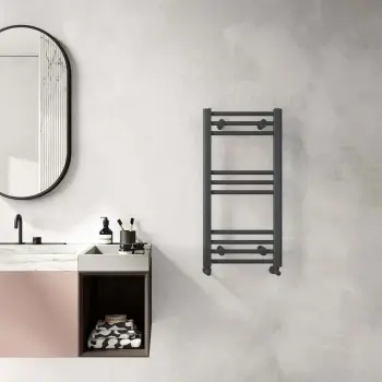 Barcelona Anthracite Straight Heated Towel Rail 800x400mm