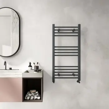 Barcelona Anthracite Straight Heated Towel Rail 1000x500mm