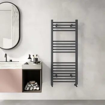 Barcelona Anthracite Straight Heated Towel Rail 1200x500mm
