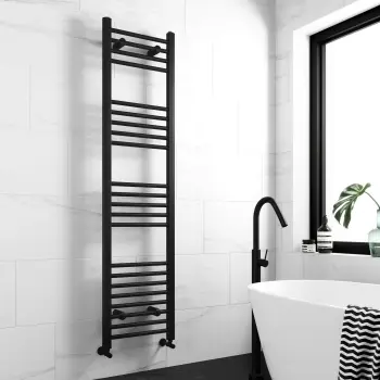 Barcelona Matt Black Straight Heated Towel Rail 1600x400mm