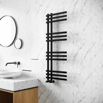 Madrid Matt Black Designer Heated Towel Rail 1200x450mm