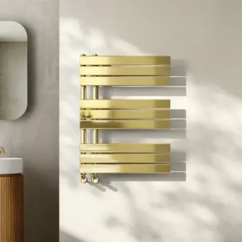 Seville Brushed Brass Designer Flat Panel Heated Towel Rail 800x600mm