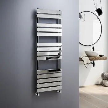 Santorini Chrome Flat Panel Heated Towel Rail 1400x450mm