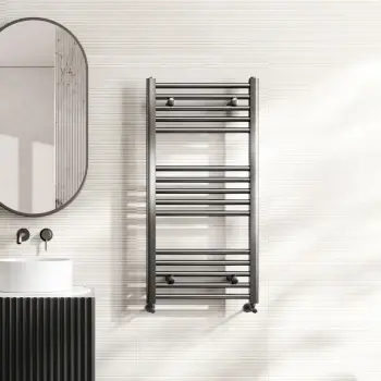 Naples Premium Brushed Gunmetal Straight Heated Towel Rail 1000x500mm