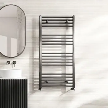 Naples Premium Brushed Gunmetal Straight Heated Towel Rail 1200x600mm