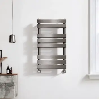 Santorini Brushed Gunmetal Flat Panel Heated Towel Rail 800x450mm