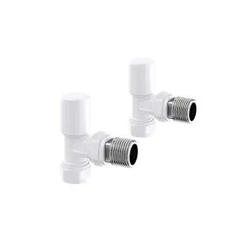 White Angled Manual Radiator Valves (Pair) Standard 15mm
