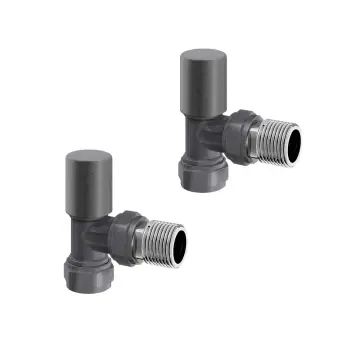 Anthracite Angled Manual Radiator Valves (Pair) Standard 15mm