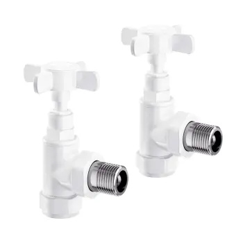 White Angled Traditional Manual Radiator Valves (Pair) Standard 15mm