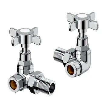 Chrome Corner Traditional Manual Radiator Valves (Pair) Standard 15mm