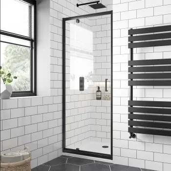 London Matt Black 6mm Pivot Shower Door 760mm