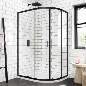 London Matt Black 6mm Offset Quadrant Shower Enclosure 1200x800mm