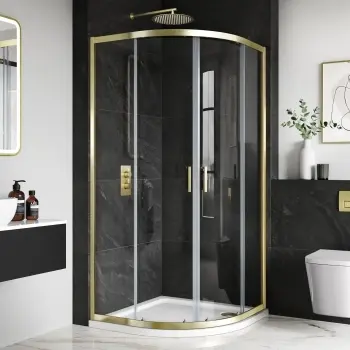 London Brushed Brass 6mm Quadrant Shower Enclosure 800x800mm