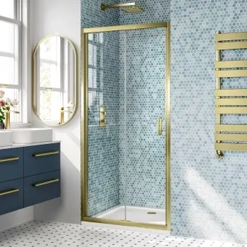 London Brushed Brass 6mm Bifold Shower Door 900mm