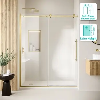 Prague Brushed Brass 8mm Soft-Closing Sliding Shower Door 1500mm