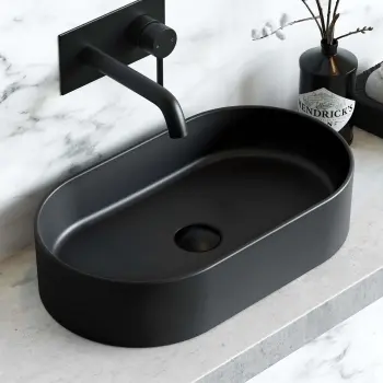 Dakota Matt Black Pill Counter Top Basin 525mm