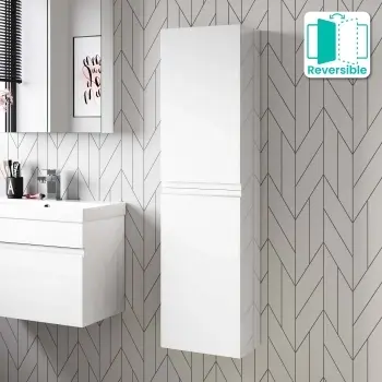 Trent Gloss White Wall Hung Tall Cabinet 1200x300mm