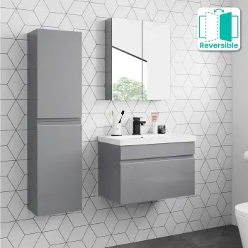Trent Stone Grey Wall Hung Tall Cabinet Unit 1200x300mm