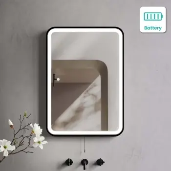 Olivia Battery Powered Black Framed Illuminated LED Mirror 700x500mm