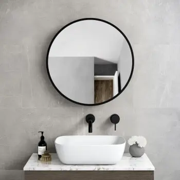 Mollie Black Framed Round Mirror Cabinet 600mm