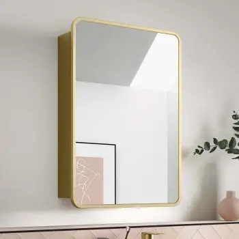 Olivia Matt Brass Mirror Cabinet 710x500mm
