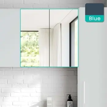 Navy Blue Mirror Cabinet 600mm