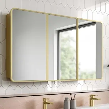 Olivia Matt Brass Mirror Cabinet 710x1200mm