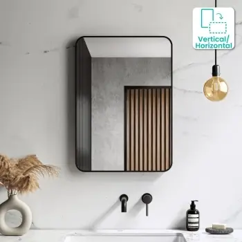 Essence Black Framed Rectangular Bathroom Mirror 700x500mm