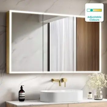 Margot Brushed Brass Illuminated LED Mirror Cabinet 700x1200mm