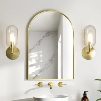 Rory Brushed Brass Arched Mirror 750x500mm