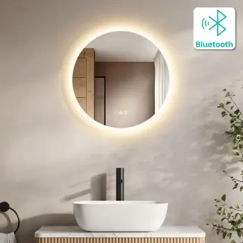 Kay Round Illuminated LED Mirror With BLUETOOTH Speaker 500mm
