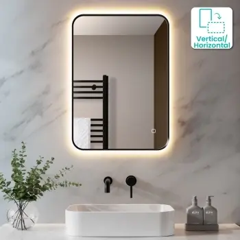 Nina Black Framed Backlit Illuminated LED Mirror 700x500mm